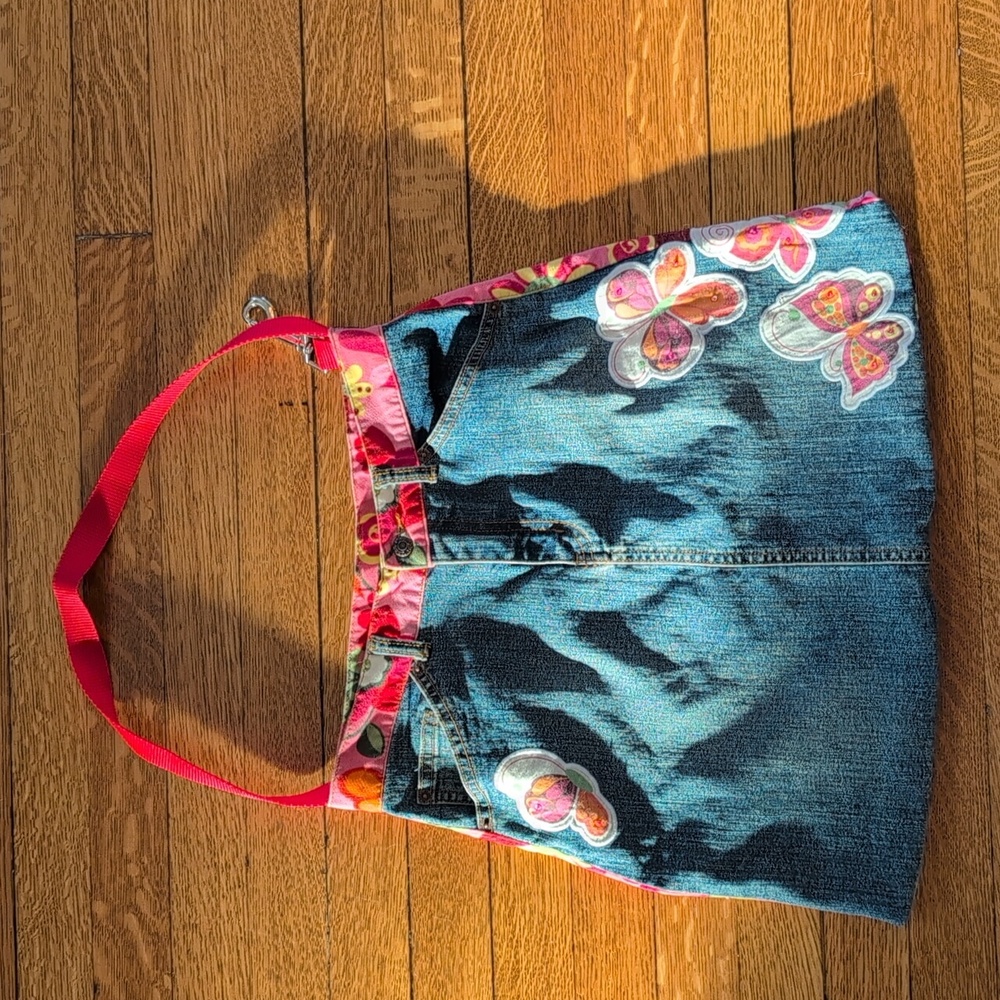Handmade Upcycled Jean Skirt Purse Y2K